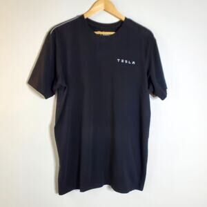 Tesla Black Short Sleeve  logo front 100% Cotton T-shirt Size Medium Men's